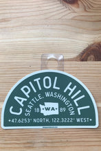 Load image into Gallery viewer, Standard Goods Capitol Hill Lat Long Arch Sticker Green