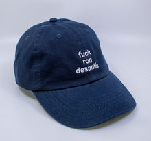 Load image into Gallery viewer, Standard Goods Fuck Ron Desantis Dad Hat - Navy/White