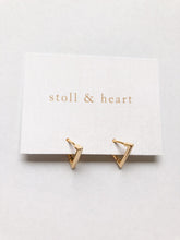 Load image into Gallery viewer, Stoll &amp; Heart Gold Triangle Huggie Hoops
