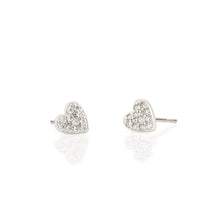 Load image into Gallery viewer, Kris Nations Heart Pave Stud Earrings in Sterling Silver