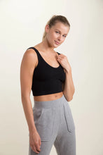 Load image into Gallery viewer, Mono B Ribbed Seamless V Neck Cropped Tank Top Black