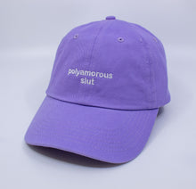 Load image into Gallery viewer, Standard Goods Polyamorous Slut Dad Hat - Lavender/White