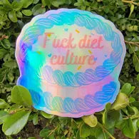 Load image into Gallery viewer, Ace the Pitmatian Co Holographic Body Positive Fuck Diet Culture Sticker