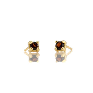 Kris Nations Prong Set Gemstone Stud Earrings - Garnet - 18K Gold Vermeil