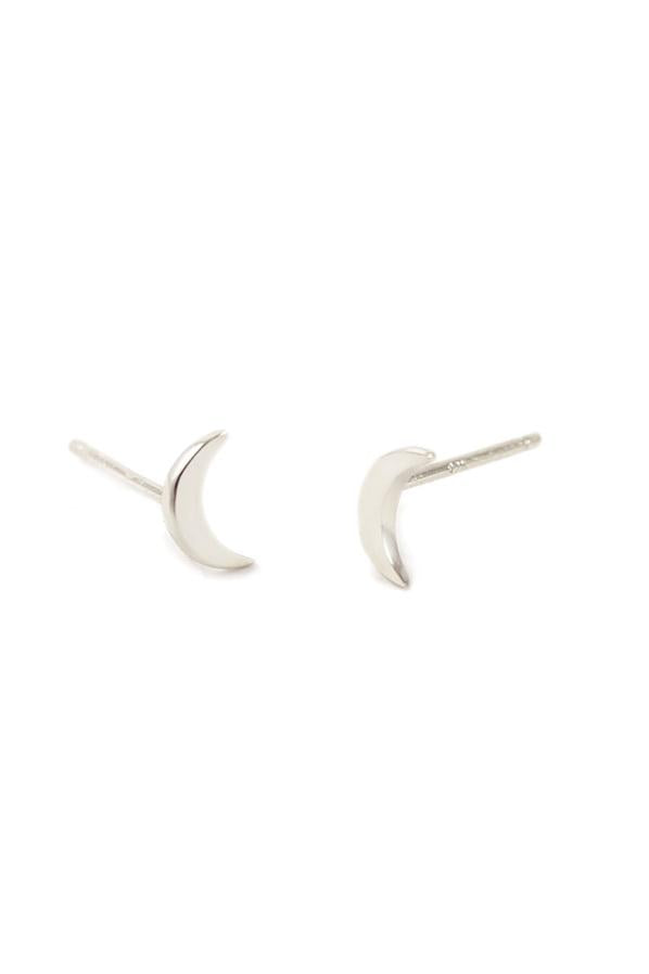 Kris Nations Crescent Moon Stud Earrings in Sterling Silver