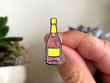 Hype Pins Pink Champagne Glitter Pin