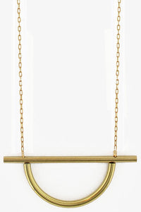 Brass Sand Tube and Bar Necklace