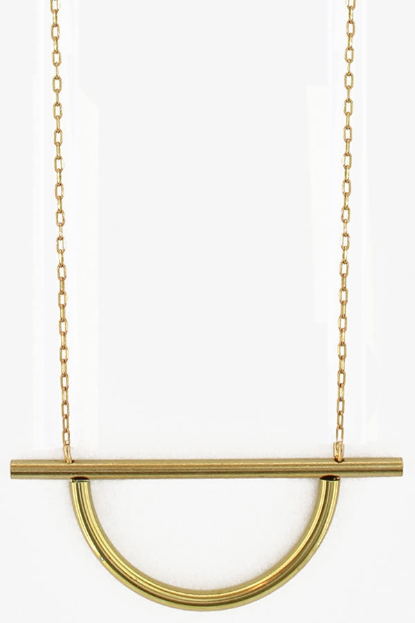 Brass Sand Tube and Bar Necklace